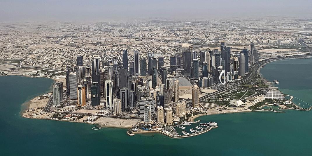 aerial view of Doha, Qatar